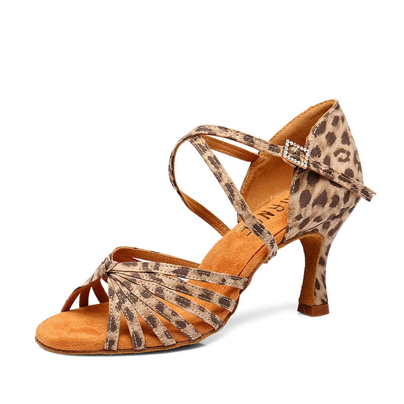 UK Latin Dance Shoes Women's Genuine Leather Flexible Sole Professional Competition Ballroom Practice Shoes