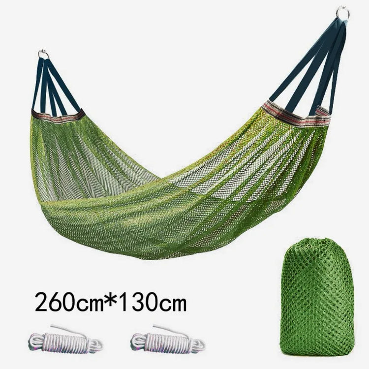 Outdoor Hammock with Ice Silk Mesh, Swing Bent Pole Anti-Tip Camping Travel Accessories