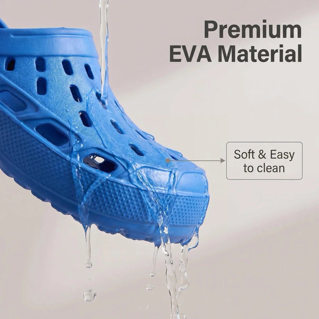 Lightweight Men EVA Slides Solid Color Breathable Hollow Slippers for Travel Beach Daily Home Use