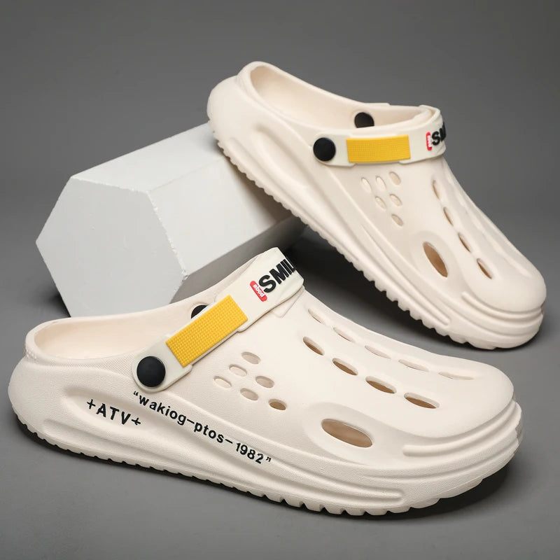 Men's Slippers EVA Hole Men's Sandals Non-Slip Slippers Thick Soft Platform Casual Slides Fashion Mules Shoes Outdoor Big Size