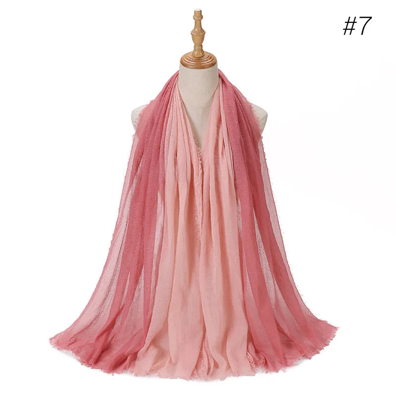180*90cm Gradient Cotton Linen Women Muslim Hijab Scarf Woman Islamic Arab Shawl Wrap Head Scarves Ready To Wear Headscarf