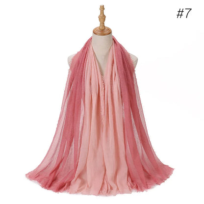 180*90cm Gradient Cotton Linen Women Muslim Hijab Scarf Woman Islamic Arab Shawl Wrap Head Scarves Ready To Wear Headscarf