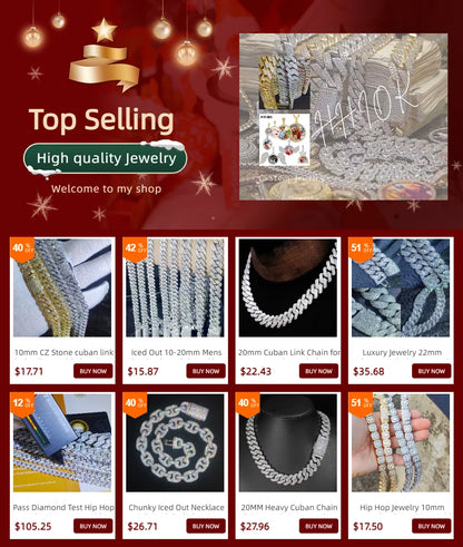 Luxury Jewelry 24mm Diamond Chain Men Iced Out Bling CZ Silver/Gold Plated Rapper Hip Hop Thick Cuban Link Necklace Gift for Him