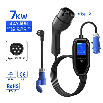 ROMADA K09 New Energy Electric Vehicle Charging Gun Portable In-Car Charger Home Use EU/US Standard Tesla EV Charging Station