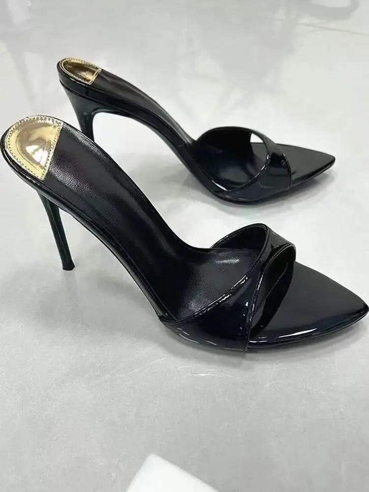 Super-high Heel Slippers Women Shoes Summer Peep Toe Mixed Colors Stiletto Sandals Sexy Party Ladies Shoes Luxury Woman Pumps