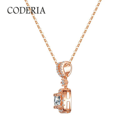 Luxury Rose Gold Necklace Pendant 1 CT Moissanite High Clarity VVS1 Women Gem Sterling Silver Jewelry Anniversary Fashion Gift