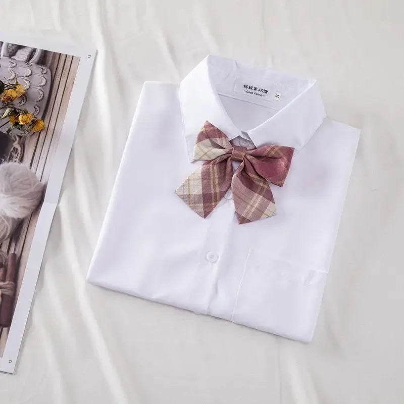 New Hot 2025 XS-3XL Women's Summer V Neck Long Sleeve Slim Casual White Shirt Tops Blouses For JK School Uniform Student Clothes