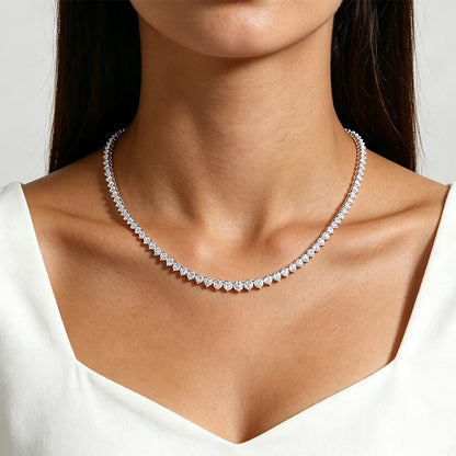 3 Claw D VVS1 All Moissanite Tennis Necklace for Women Men S925 Sterling Silver 18k White Gold GRA Certified Wedding Necklaces