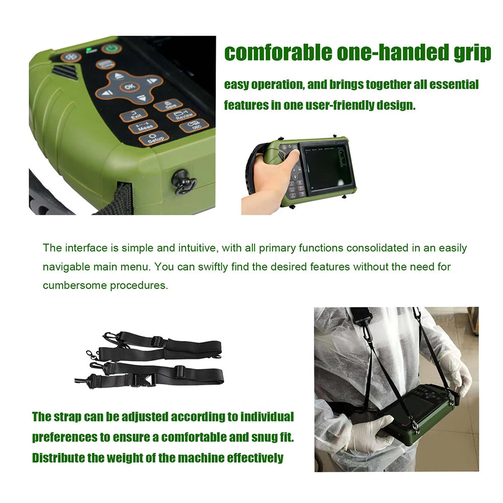 DAWEI Portable Veterinary Ultrasound Scanner Handheld Vet Pregnancy Machine for Horse Cattle Camel, 3.5MHz Rectal Probe