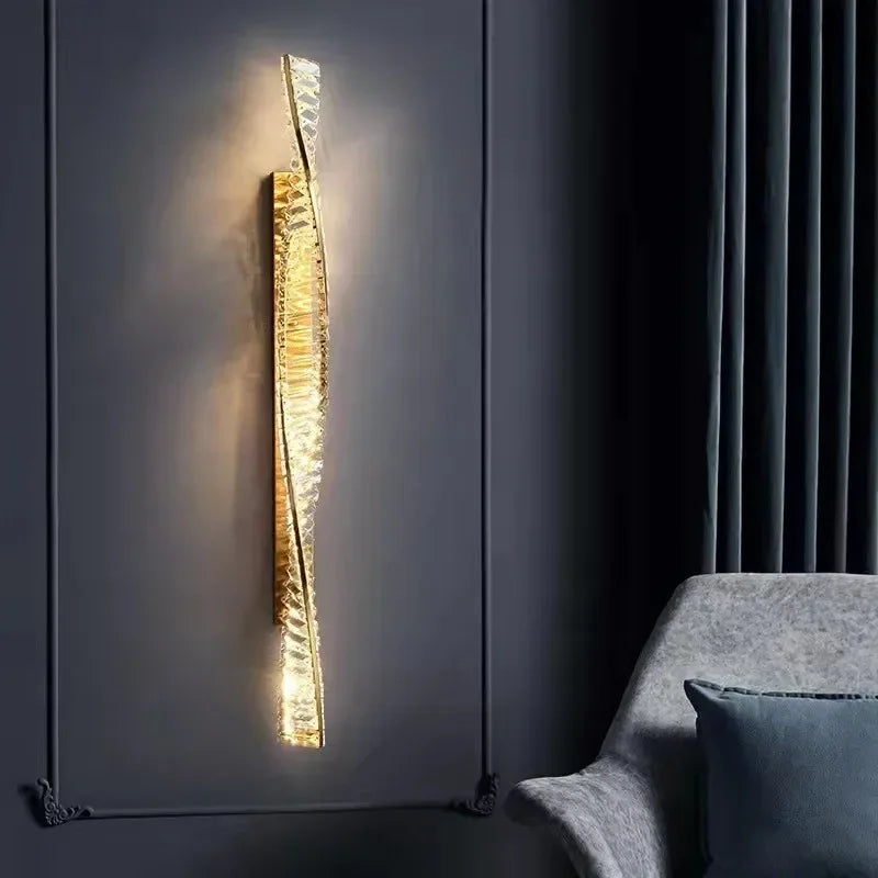 Luxury Crystal Gold Metal Wall Lamp Modern Creative Irregular LED Wall Light Villa Hotel Corridor Bedside Decor Lighting Fixture