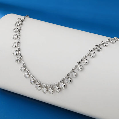 Bezel Set 4.5cttw Full Moissanite Gradient Necklace for Women Sparkling Round Bubble Diamond Neck Chain S925 Silver Jewelry Gift