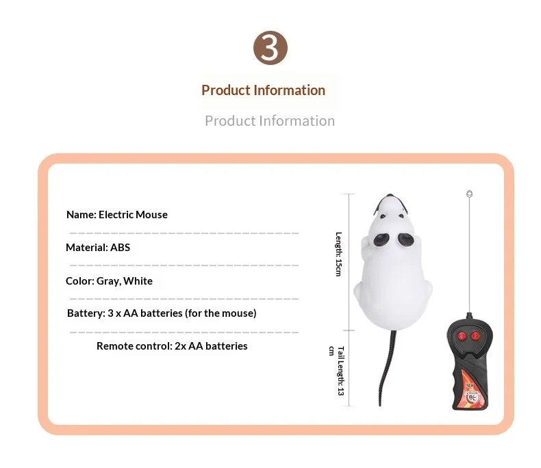 Cat Toy Simulated Remote Control Mouse Wireless Electric Mouse Cat Teaser Entertainment Self-play Pet Toy Cat Supplies