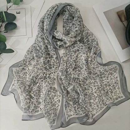 Small Flower Full of Stars Print Women Elegant Chiffon Georgette Bandana Scarf Summer Beach Sunscreen Thin Hijab Shawl