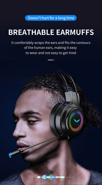 G60 Gaming Headset 7.1 Stereo SVirtual Surround Bass Earphone Headphone with Mic LED Light for Computer PC Gamer Foldable G58