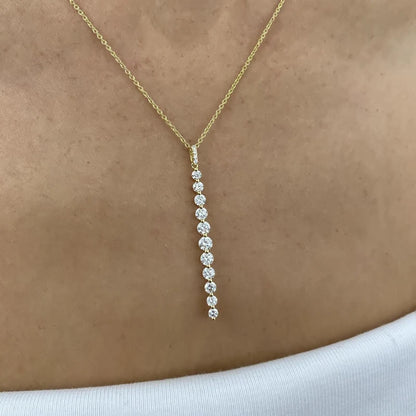 Lnngy Sparkling 11-Stones Moissanite Diamond Necklace  for Women 14K Gold Filled Long Drop Pendant Necklace Glamour Jewelry Gift