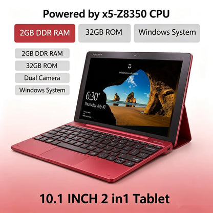 Detachable 2 in 1 RE101 10.1' Windows Laptop Tablet, Intel X5-Z8350, 2GB DDR 32GB ROM HD IPS Screen Dual Camera, HDMI-Compatible