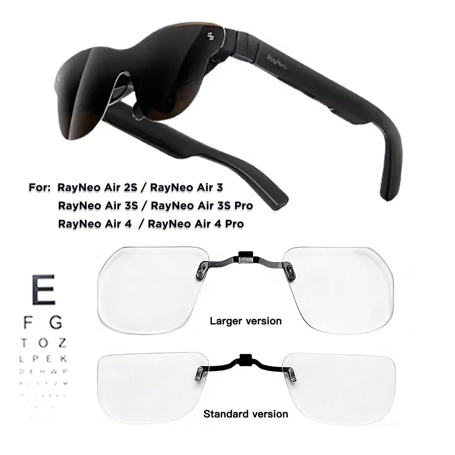 For RayNeo Air 4/Air 4 Pro/Air3S Pro/Air3/3S/Air 2S Smart Glasses Lens Custom Myopia and Hyperopia Anti-Blue Anti-glare Lenses