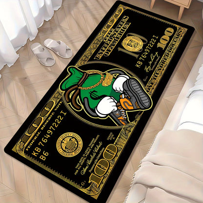 $100 Bill Pattern Area Rug,Soft Touch & Non-Slip,Washable Decorative Mat for Living Room Bedroom,Kitchen,Office – Xmas Gift Idea