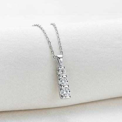 NASIAReal 3 Stone 0.9cttw Moissanite Pendant Necklace for Women GRA S925 Sterling Silver Diamond Chain Necklaces Jewelry 2026