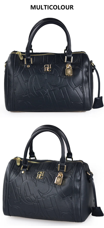 CH Boston Bag Women Metal Lock Handbag Double Top Handle Detachable Crossbody Strap Daily Travel Ladies Shoulder Purse