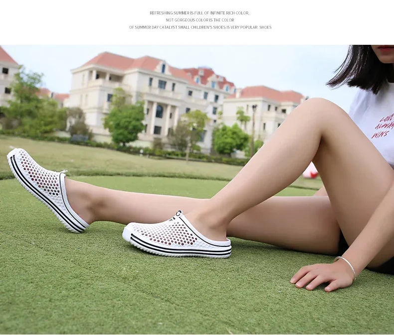 Men Shoes 2024 Beach Slippers Unisex Hollow Out Casual Women Beach Sandal Flip Flops Shoes Non-slip Size 36-45 Mens Slippers