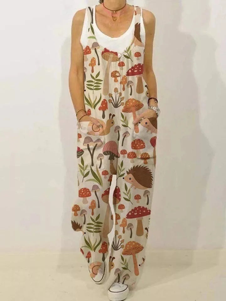 Women's Sleeveless Jumpsuit 2022 Summer Boho Floral Wide Leg Long Pants Rompers Ladies Strap Plus Size Casual Loose Bib Trousers
