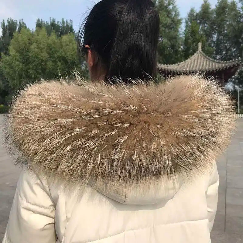 2025 Winter Raccoon Fur Collar Women Men Luxury Natural Fur Hood Trim Decors For Coat Jacket  Genuine Real Fur Shawls Scarves