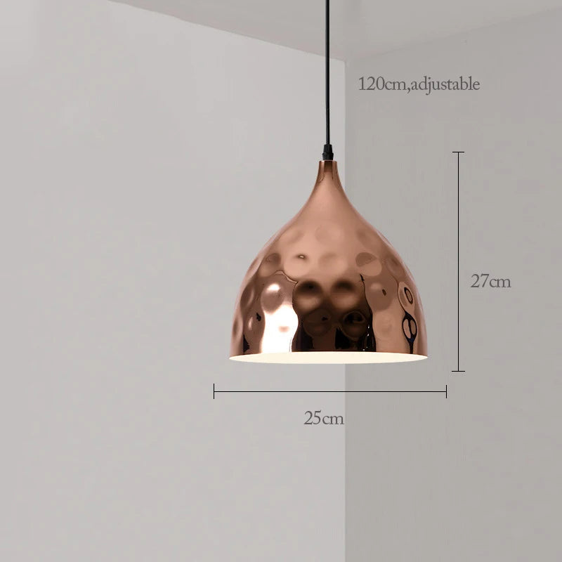 Nordic Rose Gold Pendant Lights Plated Metal Hanging Lamp Fixtures Dining Room Kitchen Island Bar Cafe Indoor Decor Lighting E27