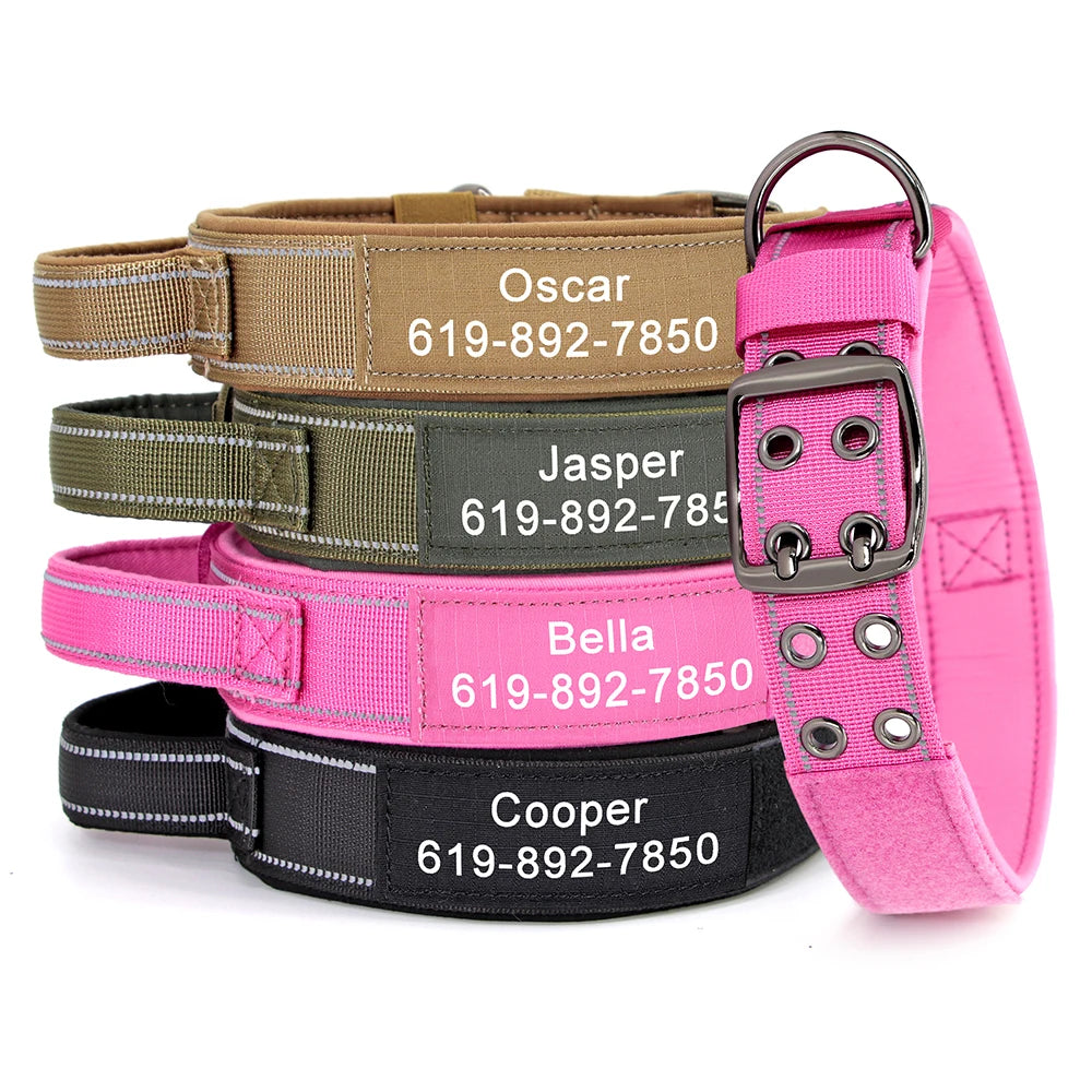 Custom Military Dog Collar Personalized Tactical Nylon Accessories Collar Adjustable Medium Large Dogs German Shepherd Collars