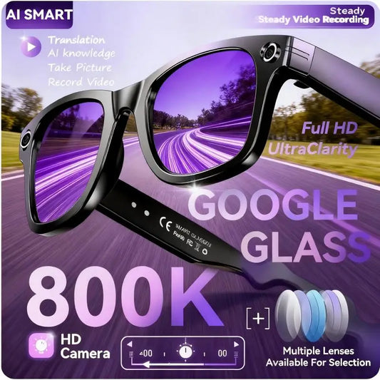 8K AI Smart Glasses With 100MP Camera Chat GPT Touch Sport Sunglasses Bluetooth Call Video Music Player ForMen Women