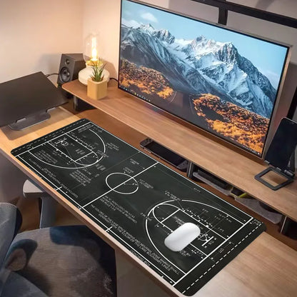 Basketball Court Mouse Pad Large Gaming Mousepad Offices Accessories Laptop Office Rubber Non-Slip Rubber Stitched Edge Deskpad