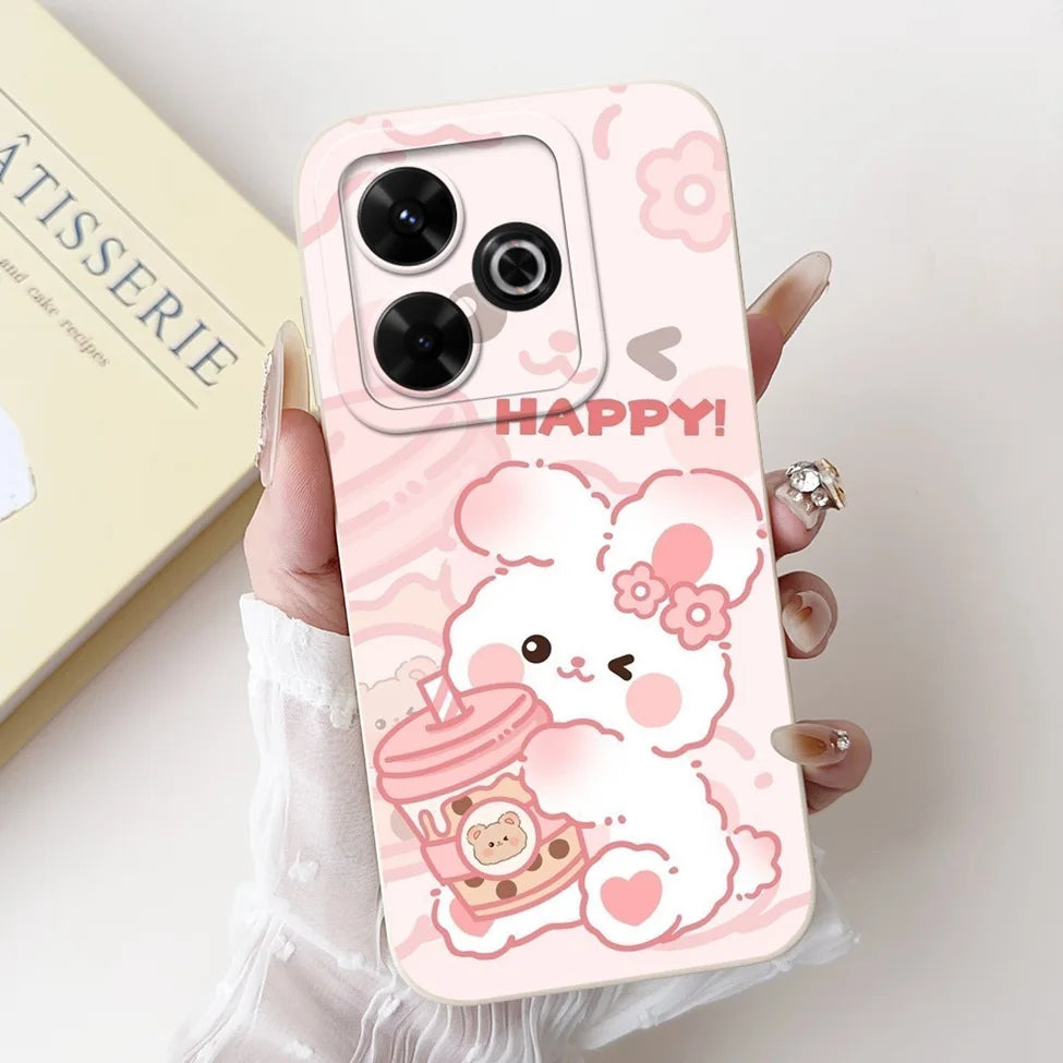 Casing For Redmi 13 Case 13 5G Cute Cat Fashion Luxury Flowers Silicone Shockproof Back Cover For Redmi 13 5G Phone Case Bumper