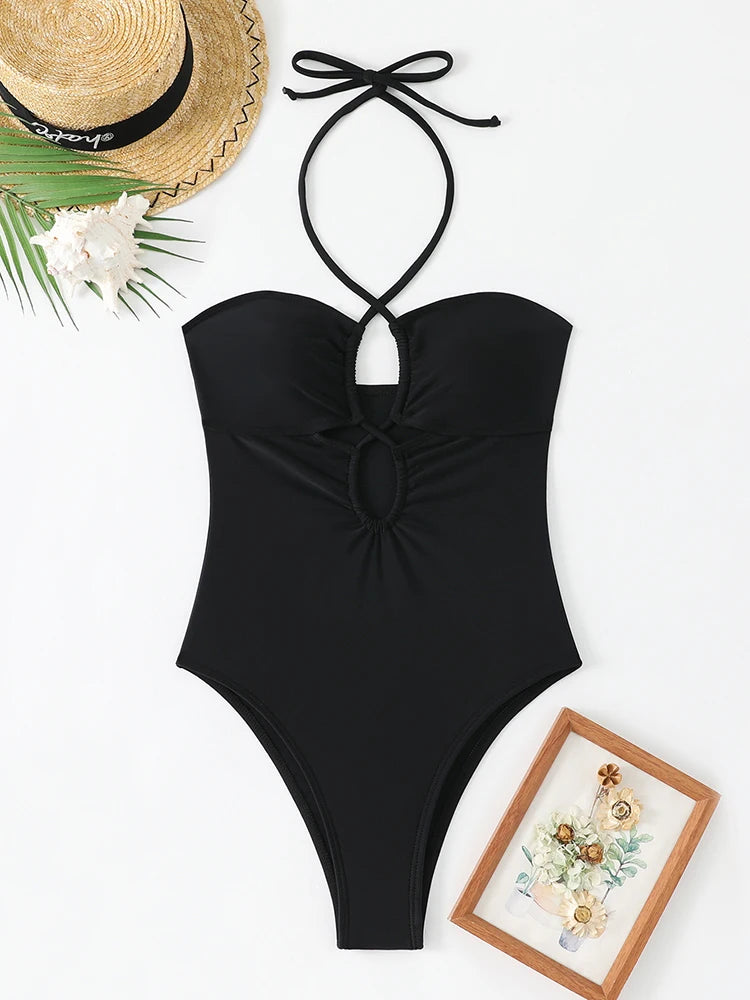 Sexy Halter Bathing Suit Woman Bandeau Swimwear One Piece Women's Swimsuit 2026 Female Bathwear Swimming for Beach Wear Monokini