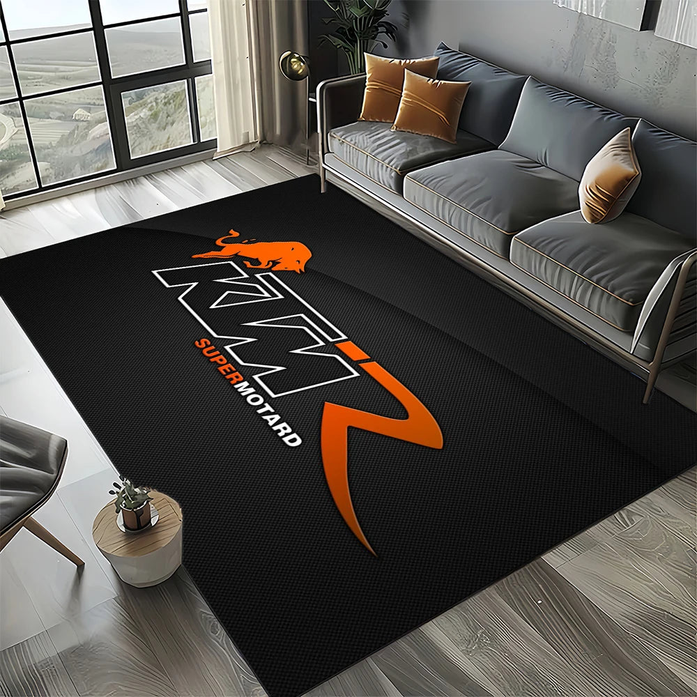 Racing Car K-KTM Motorcycle Carpet Rug for Living Room Bedroom Home Sofa Decoration,Kids Play Area Rug Non-slip Floor Mat Gift
