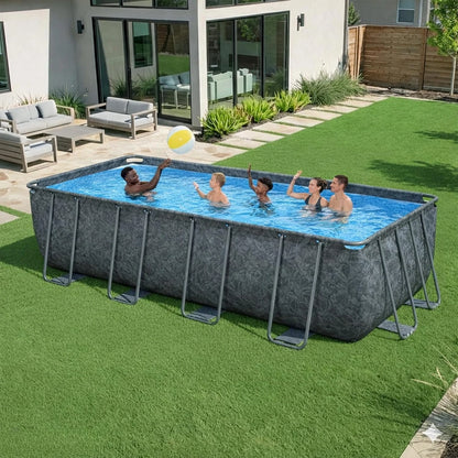 APX 365 18' x 9' x 52" Above Ground Pool, Rectangular Metal Frame Outdoor Swimming Pool Set with Sand Filter Pump,, Customized
