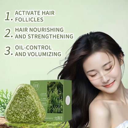 Usman Grass & Platycladus Herbal Shampoo Soap Natural Hair Loss Treat Strengthens Roots Controls Oil Cleanses Scalp Hair Growth