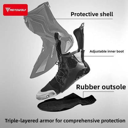 Motowolf Motorcycle Riding Boots Motobike Riding Shoes High-top Racing Boots Off-road Professional Four-season Rider Gear Men