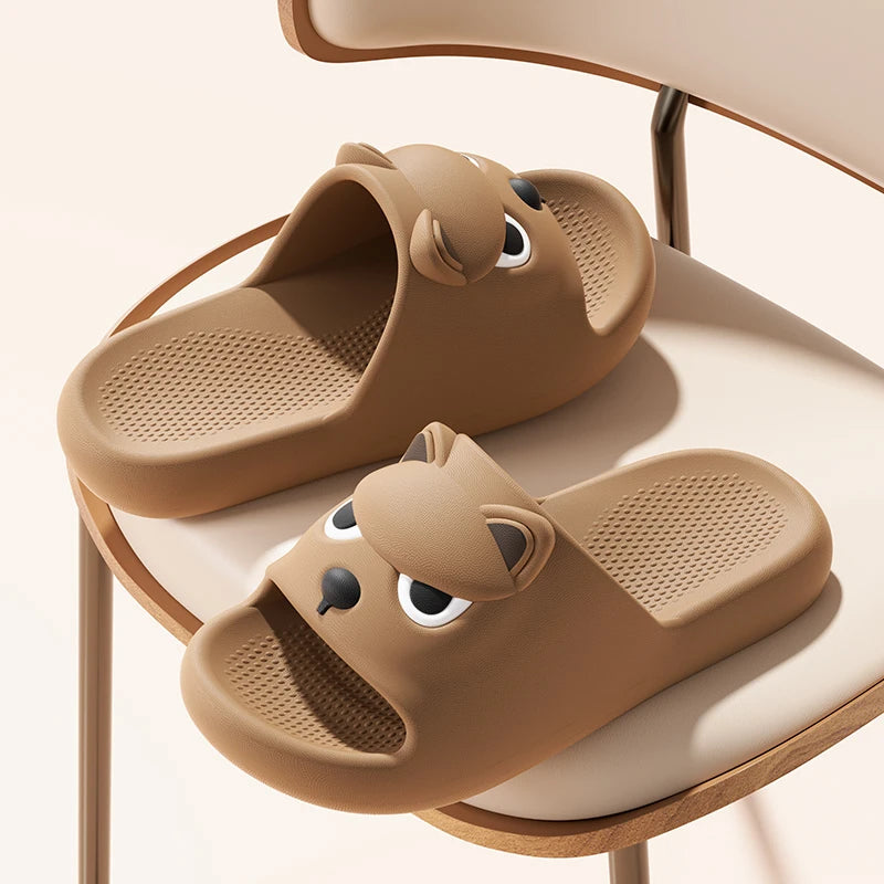 Soft Sole Cute Dog EVA Home Slippers for Women Summer 2026 Non Slip Platform Couple Slippers Outdoor Beach Shoes Slides Woman 45