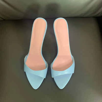 Super-high Heel Slippers Women Shoes Summer Peep Toe Mixed Colors Stiletto Sandals Sexy Party Ladies Shoes Luxury Woman Pumps