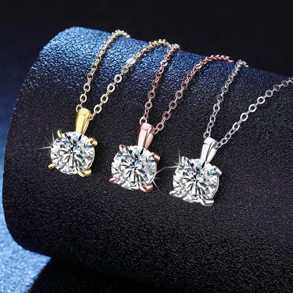 NeeTim 2ct 3ct Moissanite Necklace for Women Sterling Silver 925 with Yellow Rose White Gold Plated Engagement Pendant Necklace