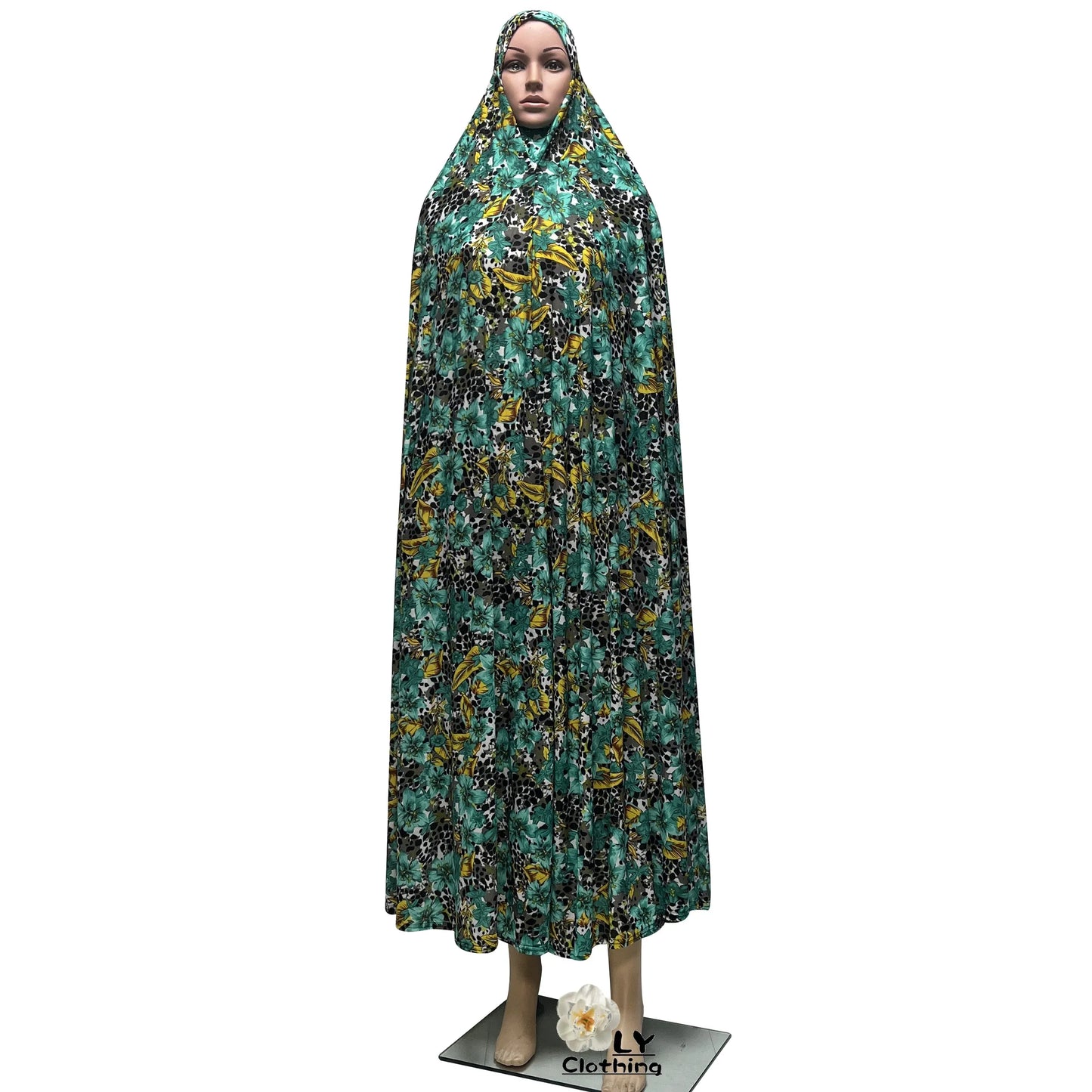 New Sleeveless Pullover Dress Women Prayer Garment Dubai Abaya Arab Jibab Flowers Print Loose Femme Khimar Kaftan Clothes 6XL