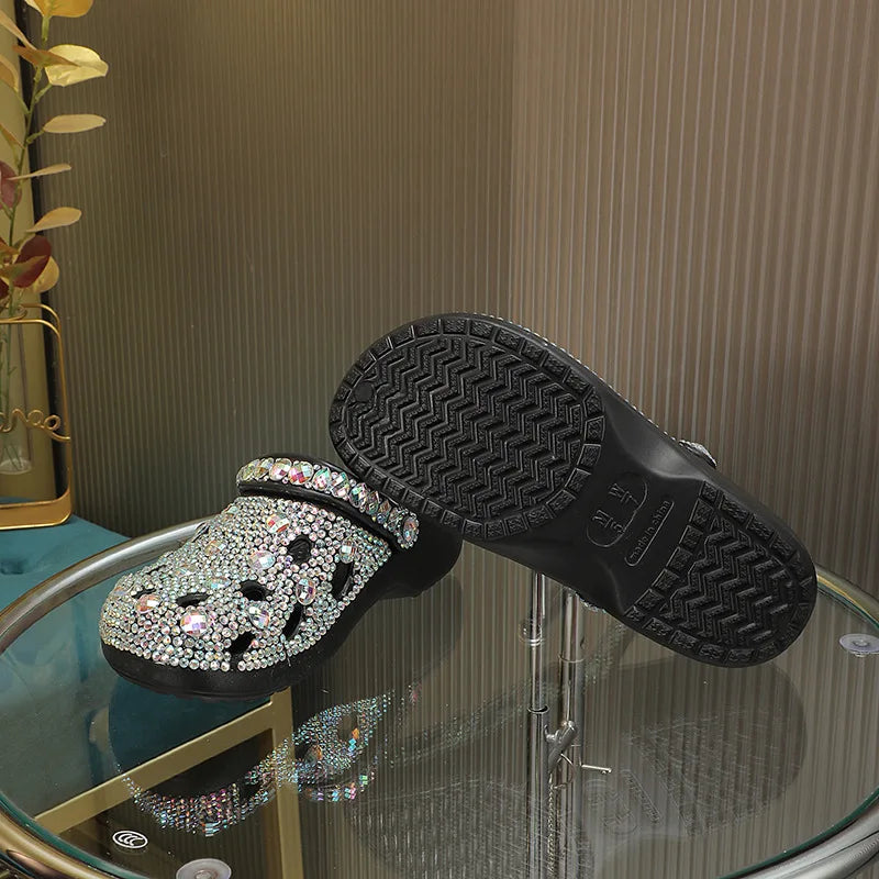 Women Summer Luxury Slippers EVA Rhinestone Decoration Sandals Beach Slides Flip Flop Soft Fashion Casual Shoes For Female 35-41