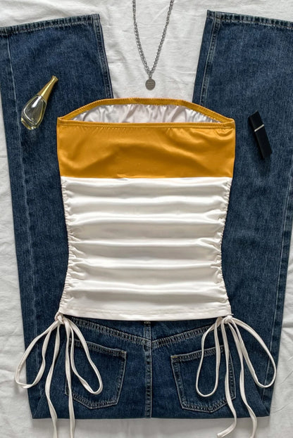 Women's casual retro drawstring front cut vest, suitable for Y2K and guitar prints in spring and summer