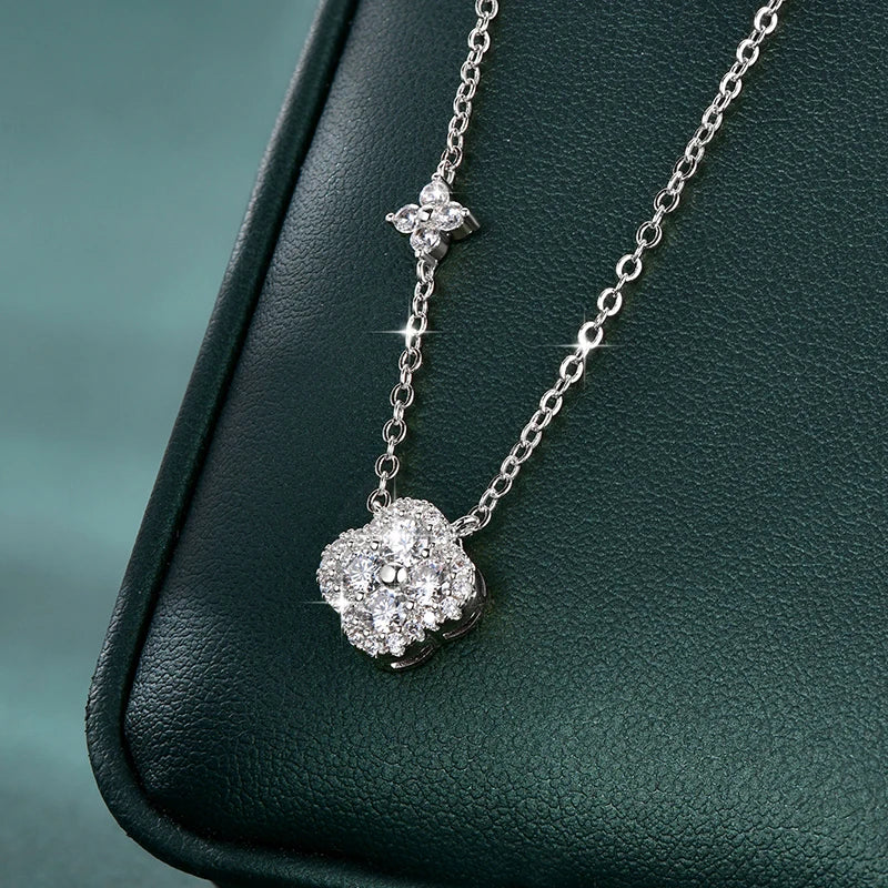 Rrjzz GRA Certified D-Color VVS1 Moissanite Pendant Necklace Lab Created Imitation Diamond for Women Charm Necklace Jewelry Gift