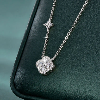 Rrjzz GRA Certified D-Color VVS1 Moissanite Pendant Necklace Lab Created Imitation Diamond for Women Charm Necklace Jewelry Gift