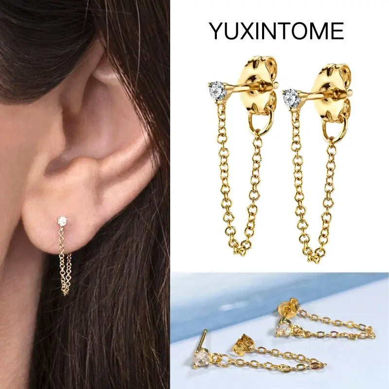 White Color Zircon Hoop Earrings 925 Sterling Silver Needle Cross/Star/Flower/Water Drop Pendant Gold Earrings Luxury Jewelry