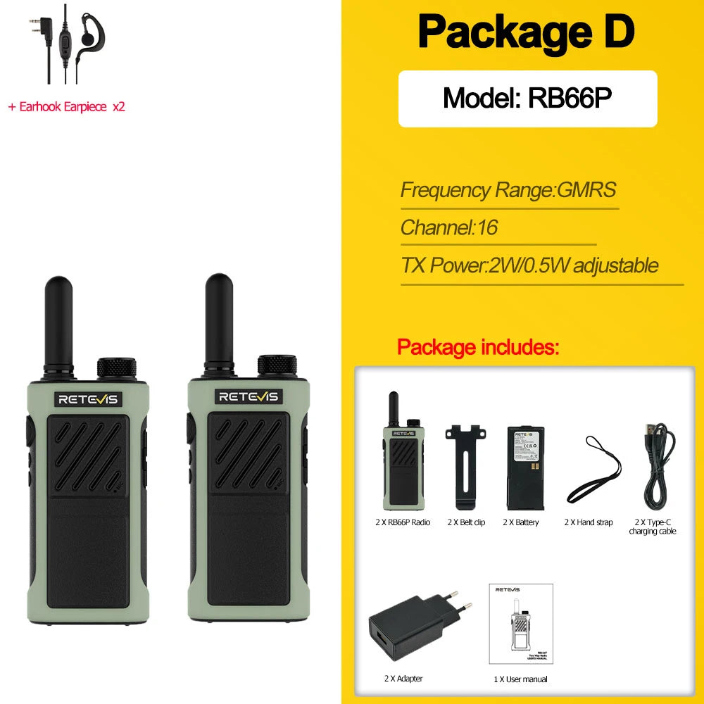 Retevis RB666P Walkie Talkie 3-speed Fast Charging Two Way Radio Communication Radios Walkie-talkie Professional Communicator