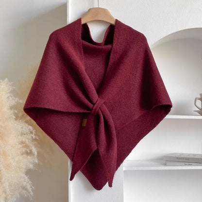 Autumn and Winter Korean Version New Women's Neck Wrap Wool Blended Triangular Shawl Female Thickened With Knitted Warm Shoulder