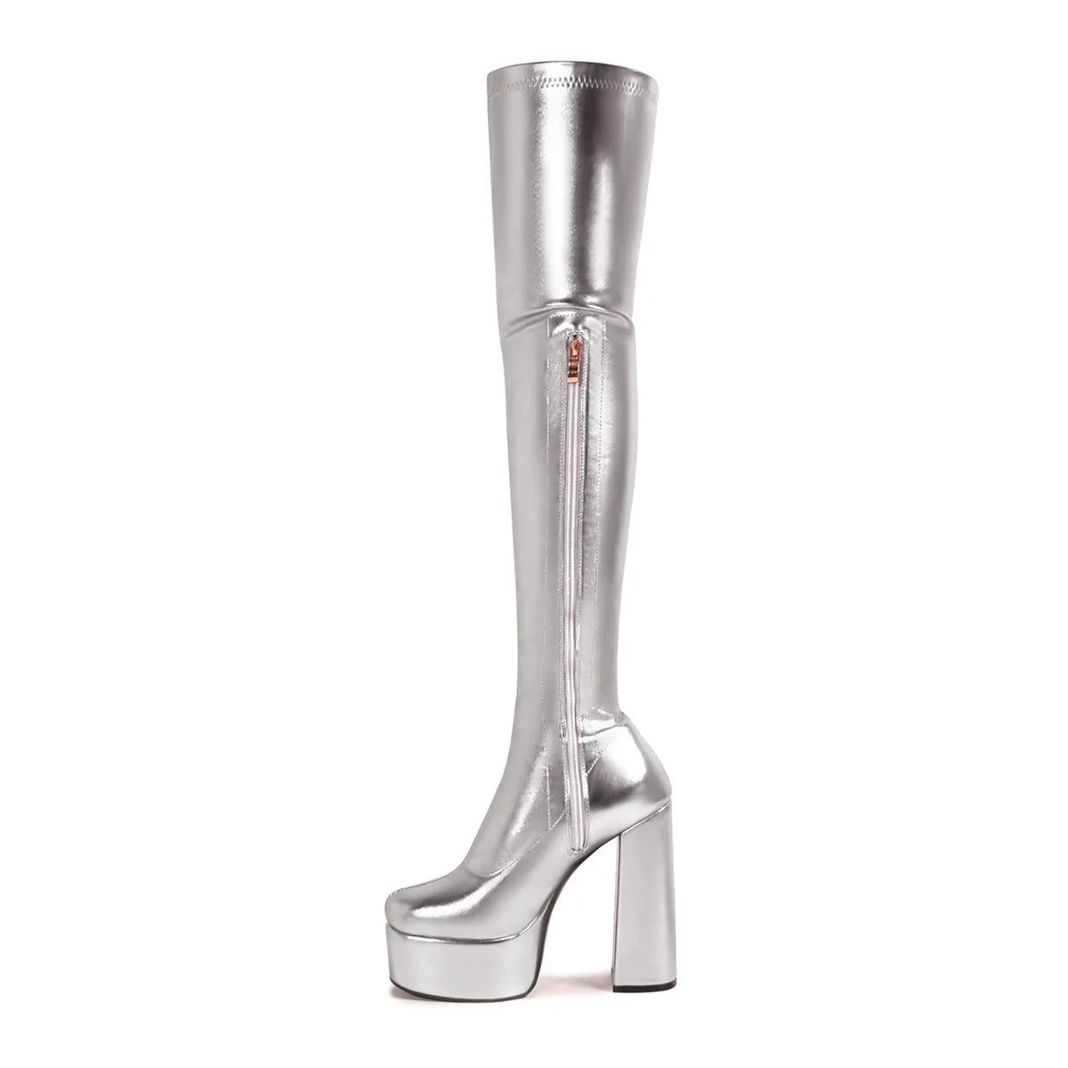 Thin Leg Thick Heels Platform Shoes Women's 2025 Summer Autumn Over the Knee Boots Candy Color Patent Leather Super High Heels
