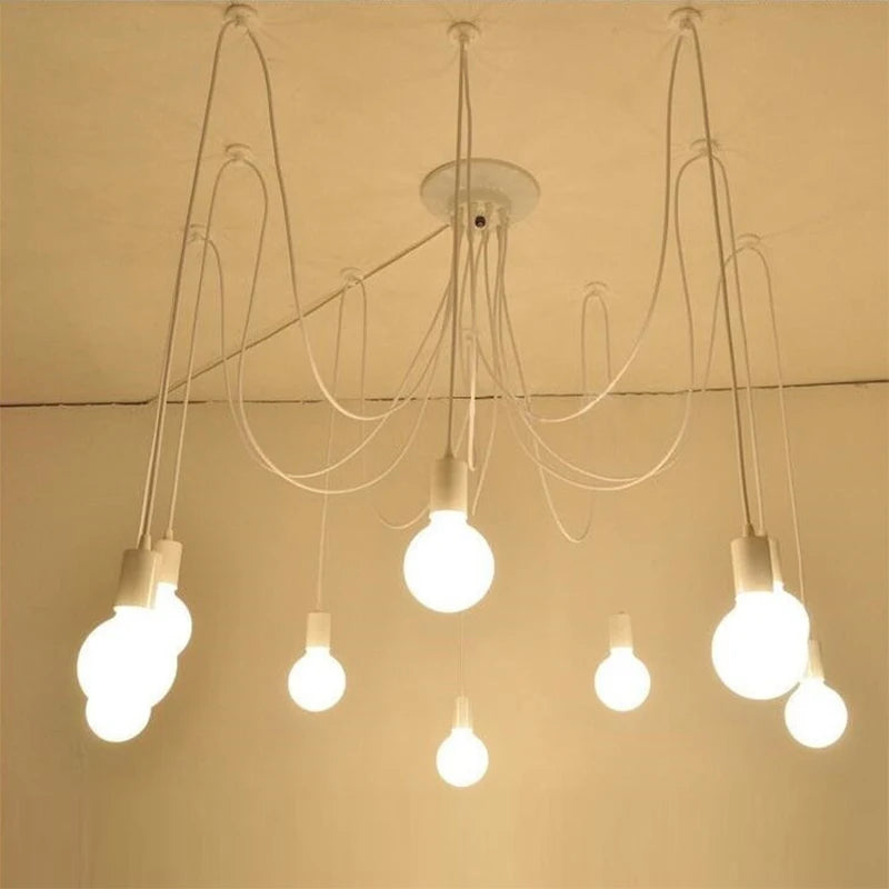 DIY Spider Lights Vintage Chandelier Edison Industrial Hanging Lamp Ceiling Multiple Pendant Light Kitchen Farmhouse Living Room